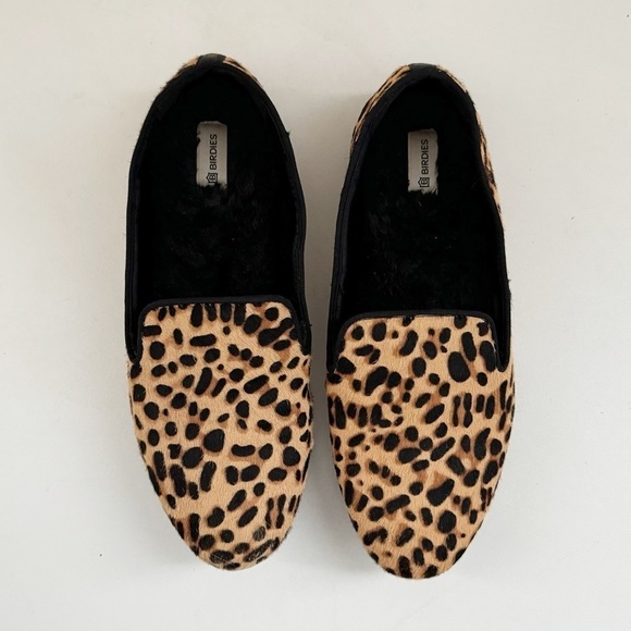 Birdie's Starling Flat Smoking Loafer Shoe Leopard Calf Hair Classic Mobwife 8.5 - Picture 3 of 15